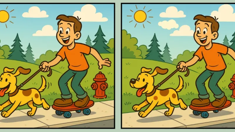 Kaykay sürerken köpek gezdiren iki adam arasındaki 3 farkı sadece yüksek IQ'su olanlar buluyor